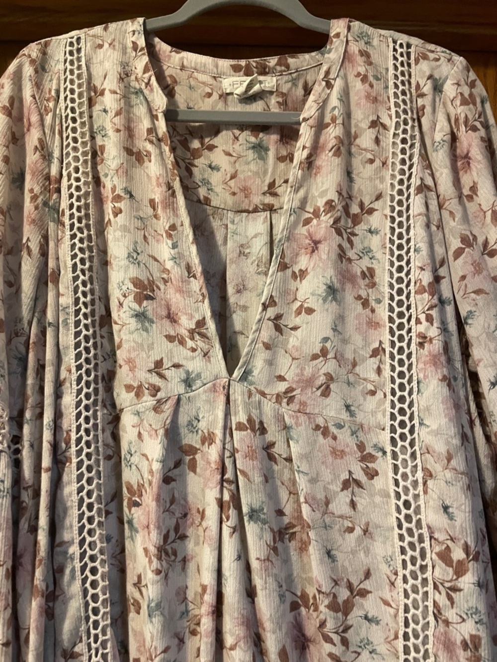 Boho Floral V-Neck Lace-Trim Blouse - Pink & Cream - Picture 2 of 15